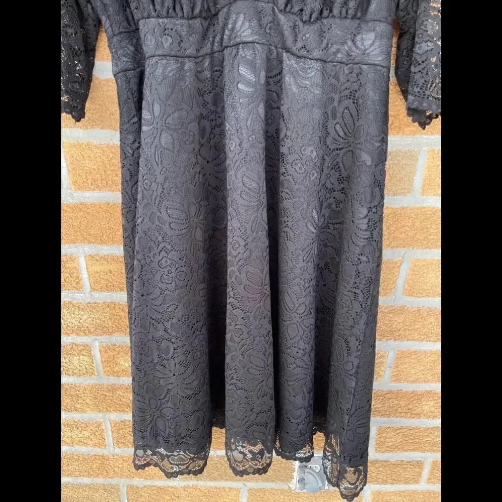 Kiyonna Mademoiselle Lace Dress - Onyx 2 X - Picture 6 of 11